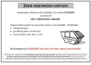 Jarný zber objemného odpadu v stredu 3.4.2024